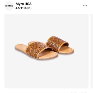 Myra Bag Floral Brown Leather Sandals
